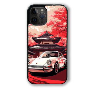 coque de téléphone Porsche red flowers