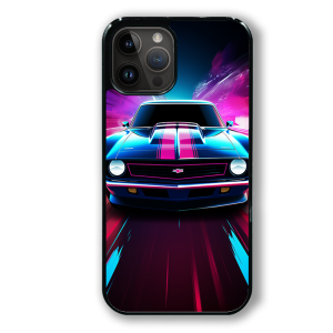 coque de téléphone blue pink neon camaro